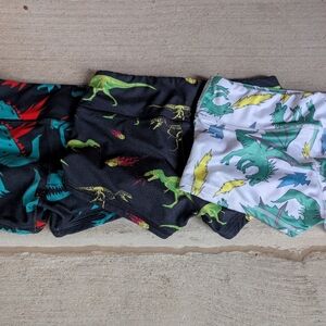 Fleo Athletic Shorts - Black, White, and Green Dinosaur Print